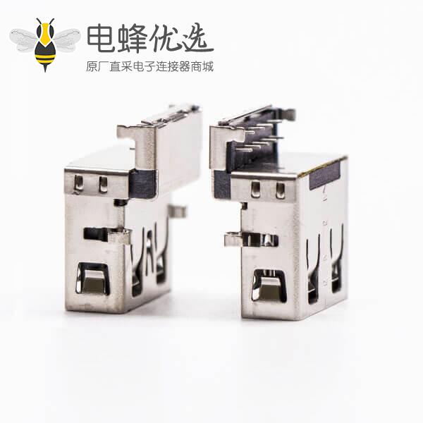 usb3.0母头沉板弯式加高两脚插板接PCB板