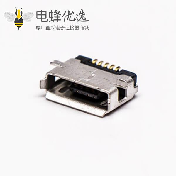 usb micro接口5pin母座直式全贴板SMT