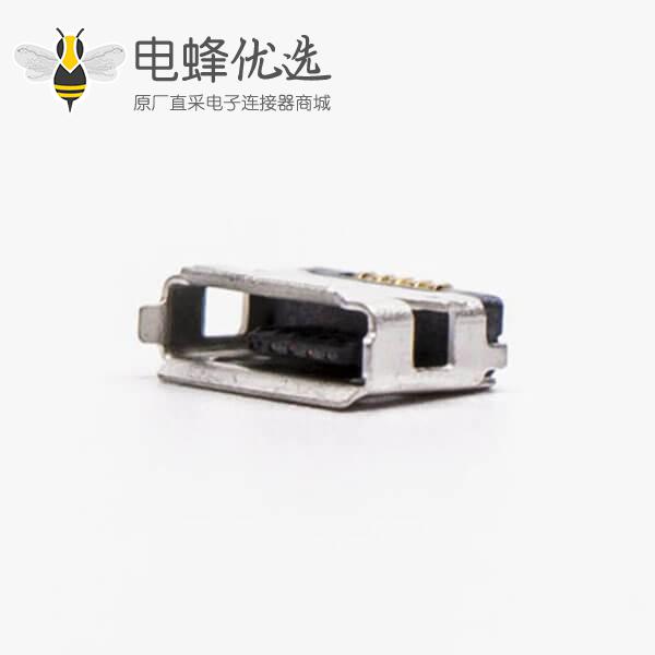 usb micro接口5pin母座直式全贴板SMT