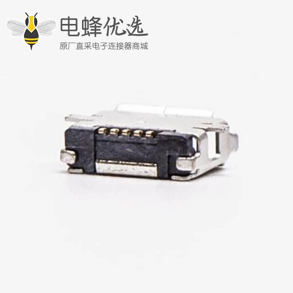 usb micro接口5pin母座直式全贴板SMT