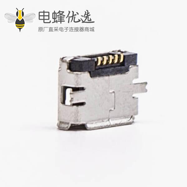 usb micro接口5pin母座直式全贴板SMT