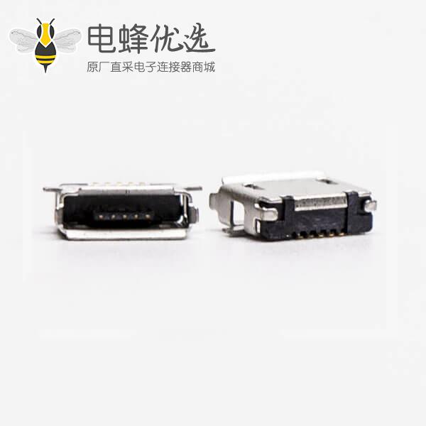 usb micro接口5pin母座直式全贴板SMT