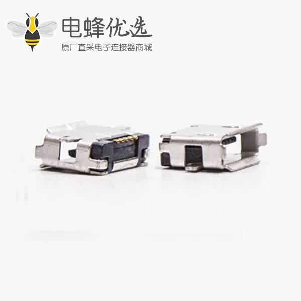 usb micro接口5pin母座直式全贴板SMT