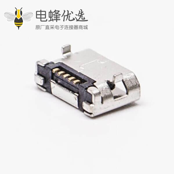 micro usb 5pin接口B型SMT母座DIP 6.4 平口