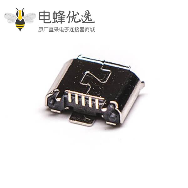 micro B usb接口母座B型5针180°SMT立贴式连接器