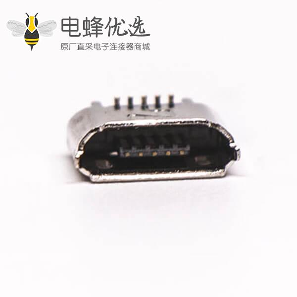 micro B usb接口母座B型5针180°SMT立贴式连接器