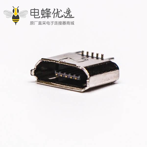 micro B usb接口母座B型5针180°SMT立贴式连接器