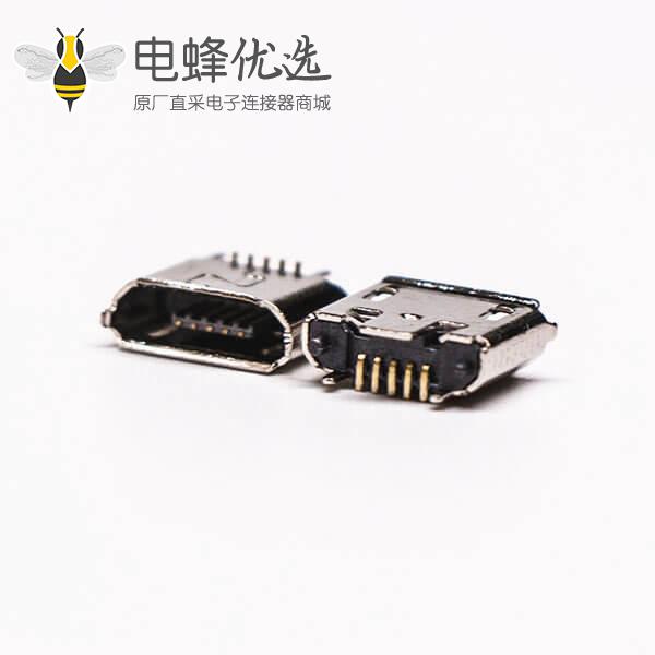 micro B usb接口母座B型5针180°SMT立贴式连接器