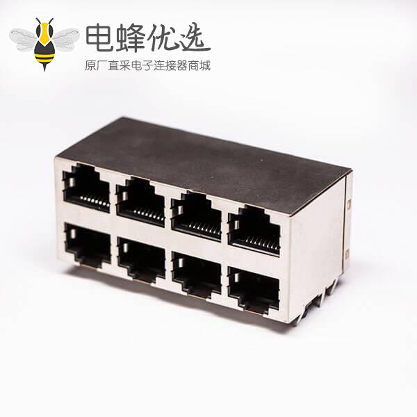 rj45接口2*4 8口双排RJ45 母头带屏蔽不带灯