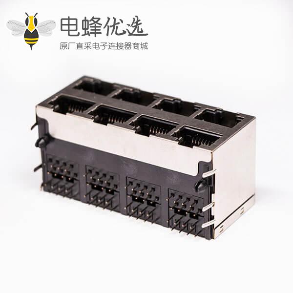 rj45接口2*4 8口双排RJ45 母头带屏蔽不带灯