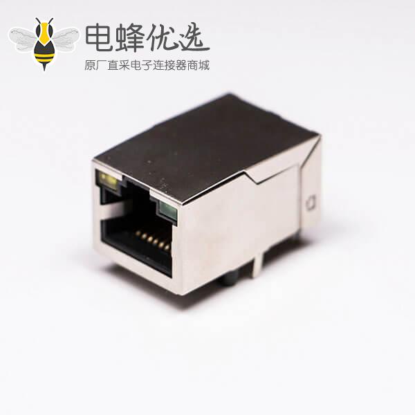 网线接口rj45单口8P8C 带灯带屏蔽接PCB板