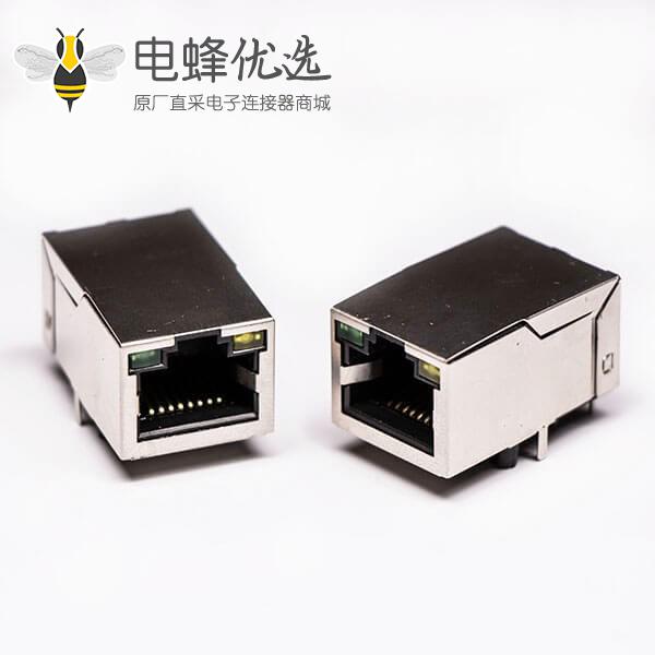 网线接口rj45单口8P8C 带灯带屏蔽接PCB板