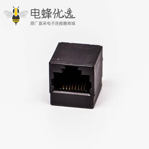 rj45母座单口黑色全塑4P金针直式接PCB板网口