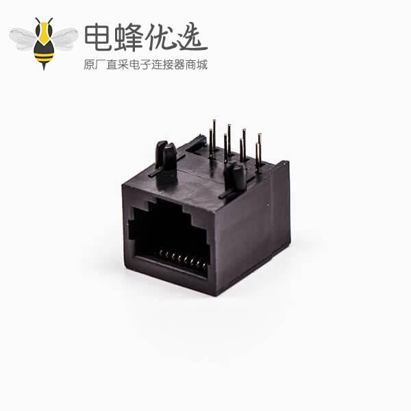 rj45母座接口8P8C黑色90度不带屏蔽不带灯接PCB板