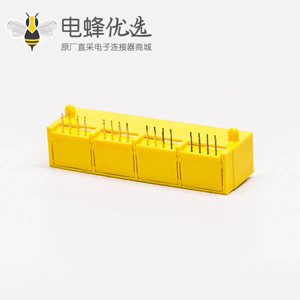 rj45母座pcb黄色全塑弯式4口8P不带灯