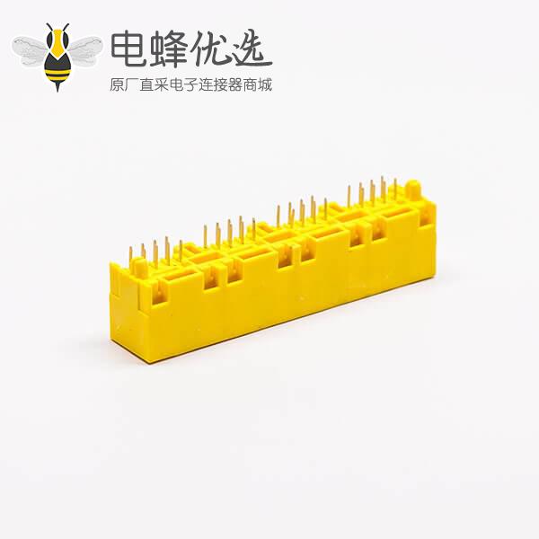 rj45母座pcb封装黄色全塑直式4口8P不带灯接PCB