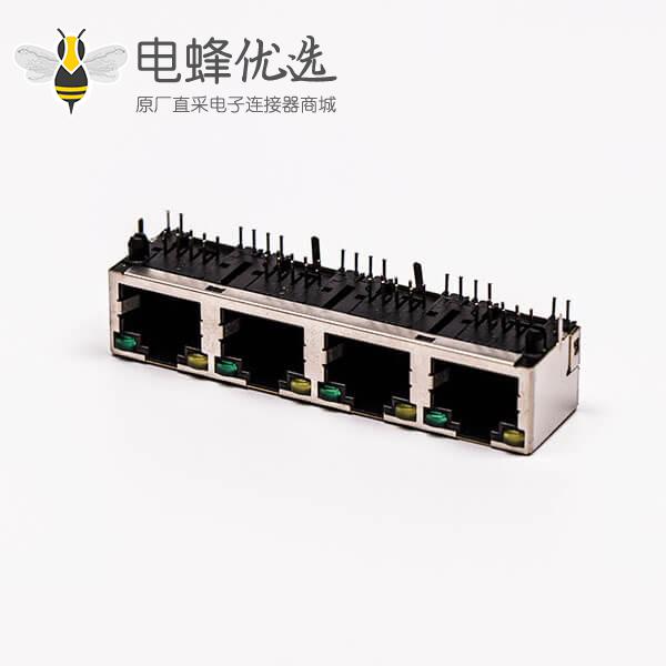 rj45插座带灯母座封装弯式带屏蔽接PCB