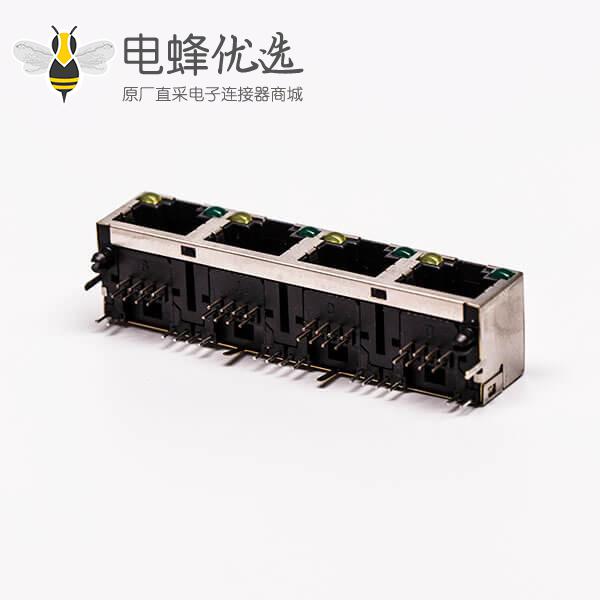 rj45插座带灯母座封装弯式带屏蔽接PCB