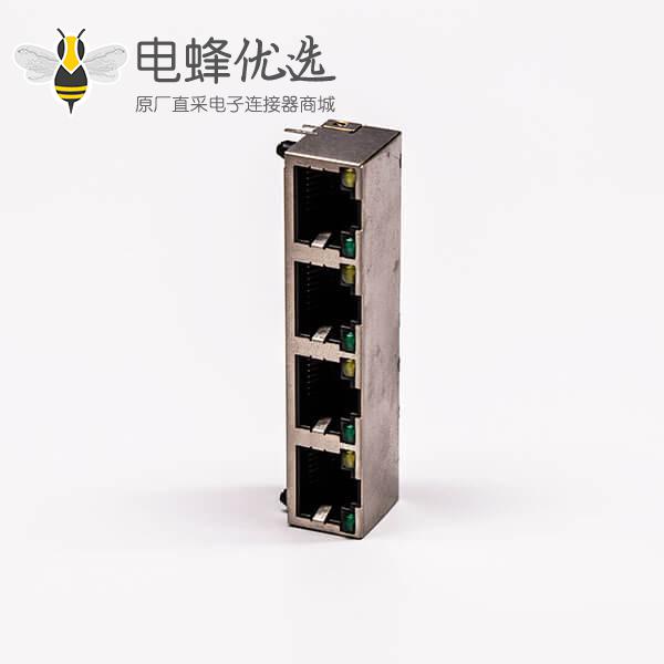 rj45插座带灯母座封装弯式带屏蔽接PCB