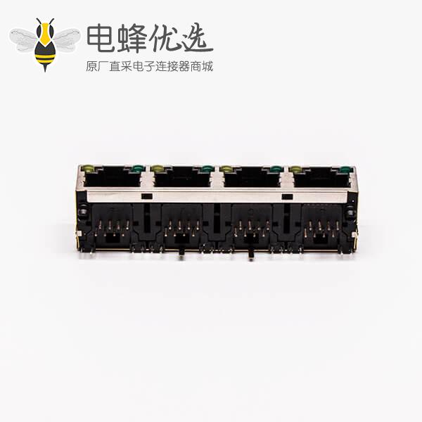 rj45插座带灯母座封装弯式带屏蔽接PCB