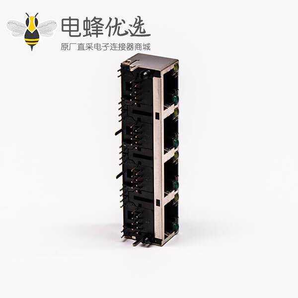 rj45插座带灯母座封装弯式带屏蔽接PCB