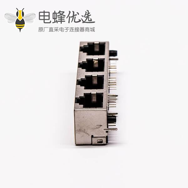 rj45插座接口母头90°带屏蔽铜壳无灯PCB板