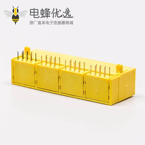 1*4全塑rj45黄色4口90°无灯不带屏蔽母座