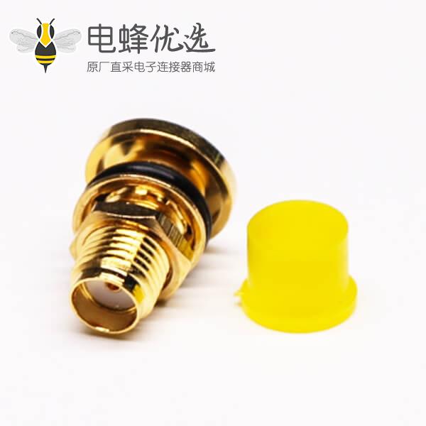 SMA防水连接器直式母头穿墙车针焊线带防尘盖