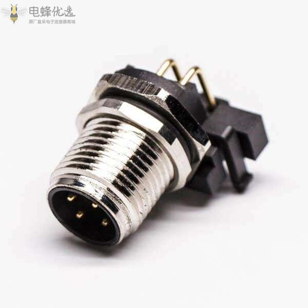 M12板端插座IP67防水连接器4芯pin