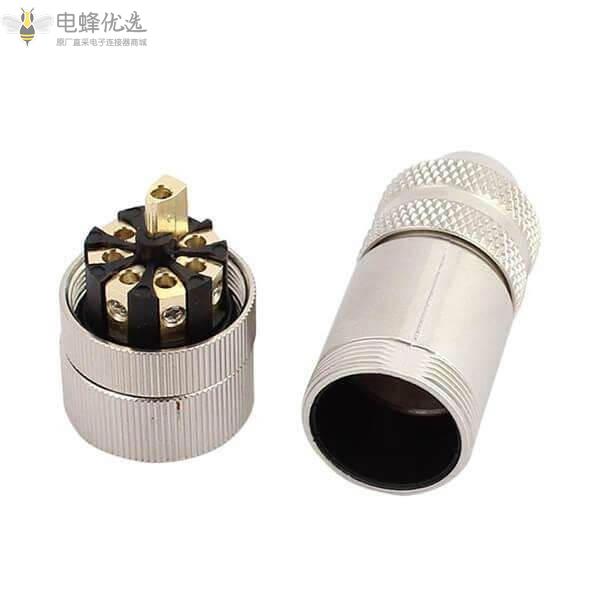 M12圆形金属电子连接器芯数规格