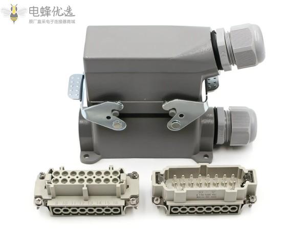 厂家直销重载连接器插头矩形16芯高频灰色机械设备接插件