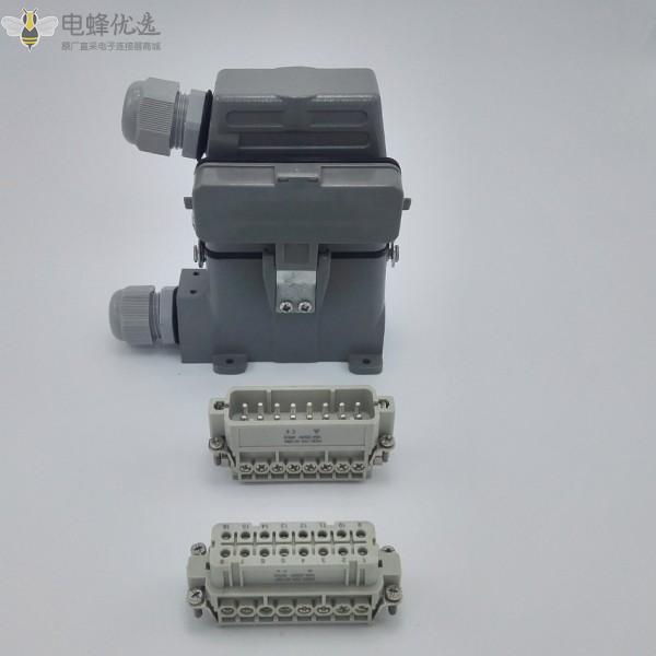 矩形重载连接器16芯16A高频螺丝接线防水热流道模具插头插座