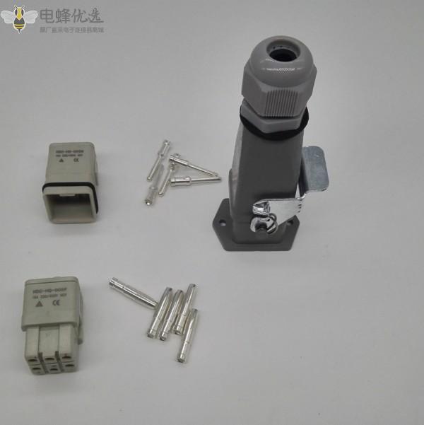5芯矩形重载连接器厂家直供直式或弯式航空插头插座