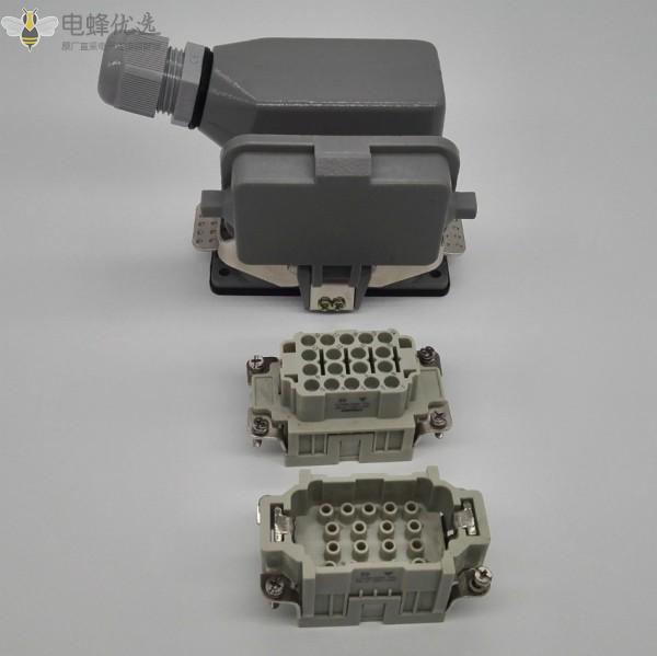 18芯带防尘盖矩形重载连接器航空插头插座防水HDC连接器