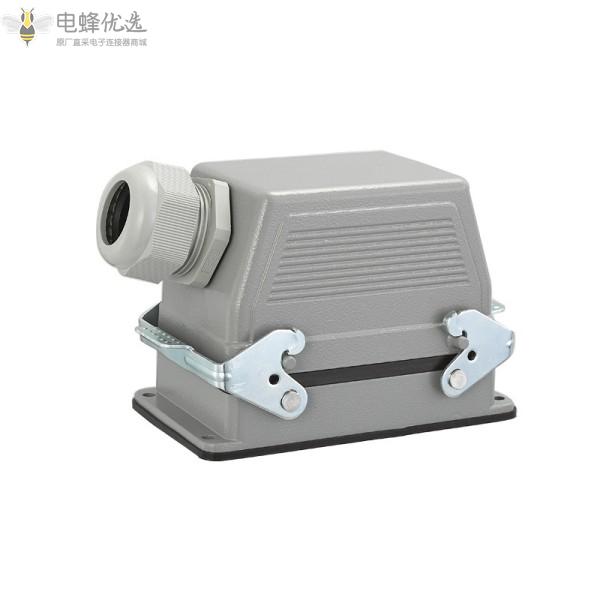 HE32芯侧出顶出防水重载连接器航空插头插座双扣16A接插件