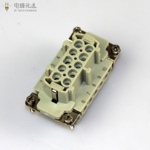 10芯重载连接器厂家批发矩形热流道航空插头冷压连接