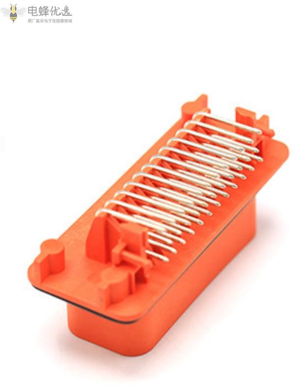 776163-6橙色汽车连接器防水35芯焊接密封控制器插座弯针插头