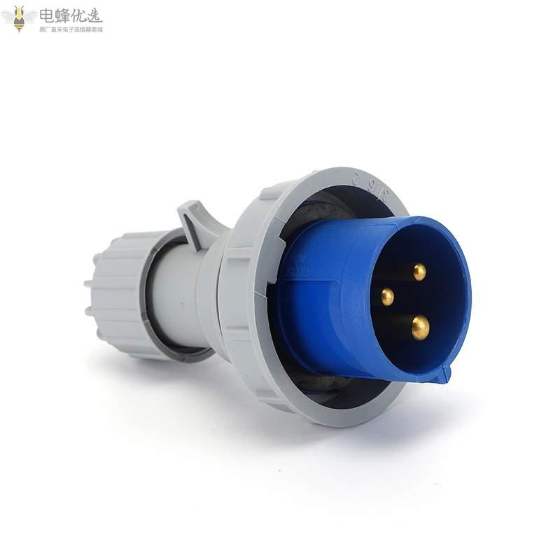 欧标IP67防水3芯工业连接器16A32A工业250V2P+E移动插头