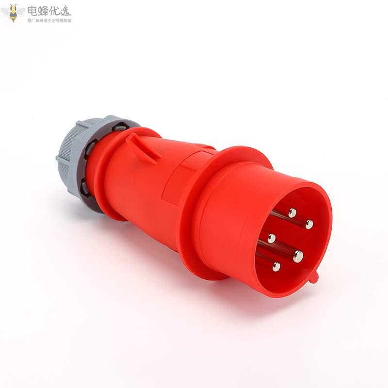 5芯欧标三相工业连接器16A32A防水IP44工业250V移动插头3P+E+N