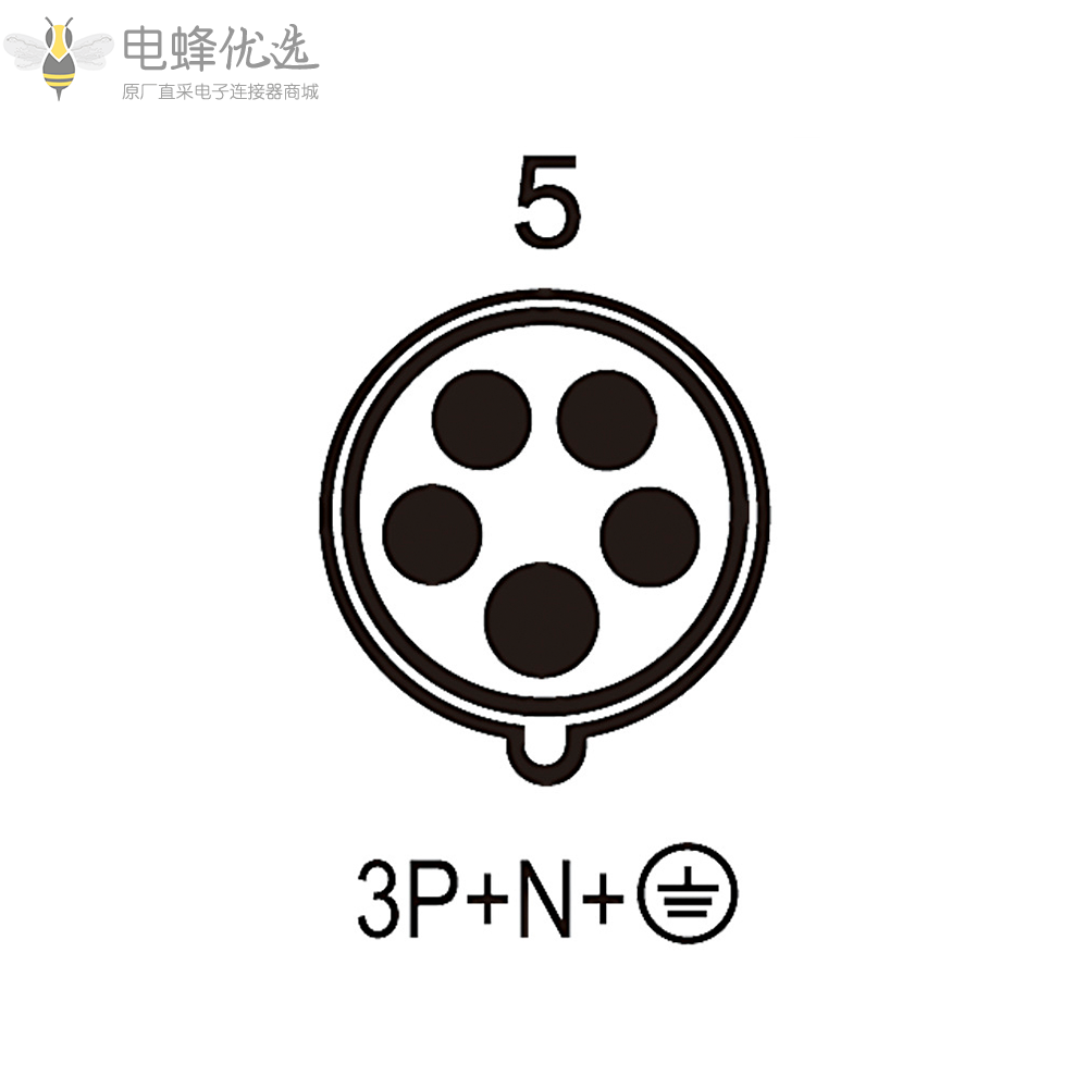 TYP3451工业连接器5芯32A400V防水IP44进口材料3P+E+N工业防水插座