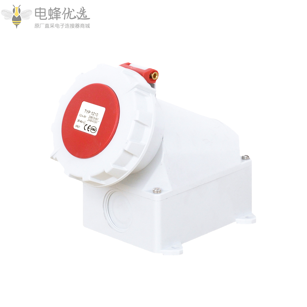 工业连接器IP67欧标5芯TYP1210防水32A400V工业防水插座3P+E+N