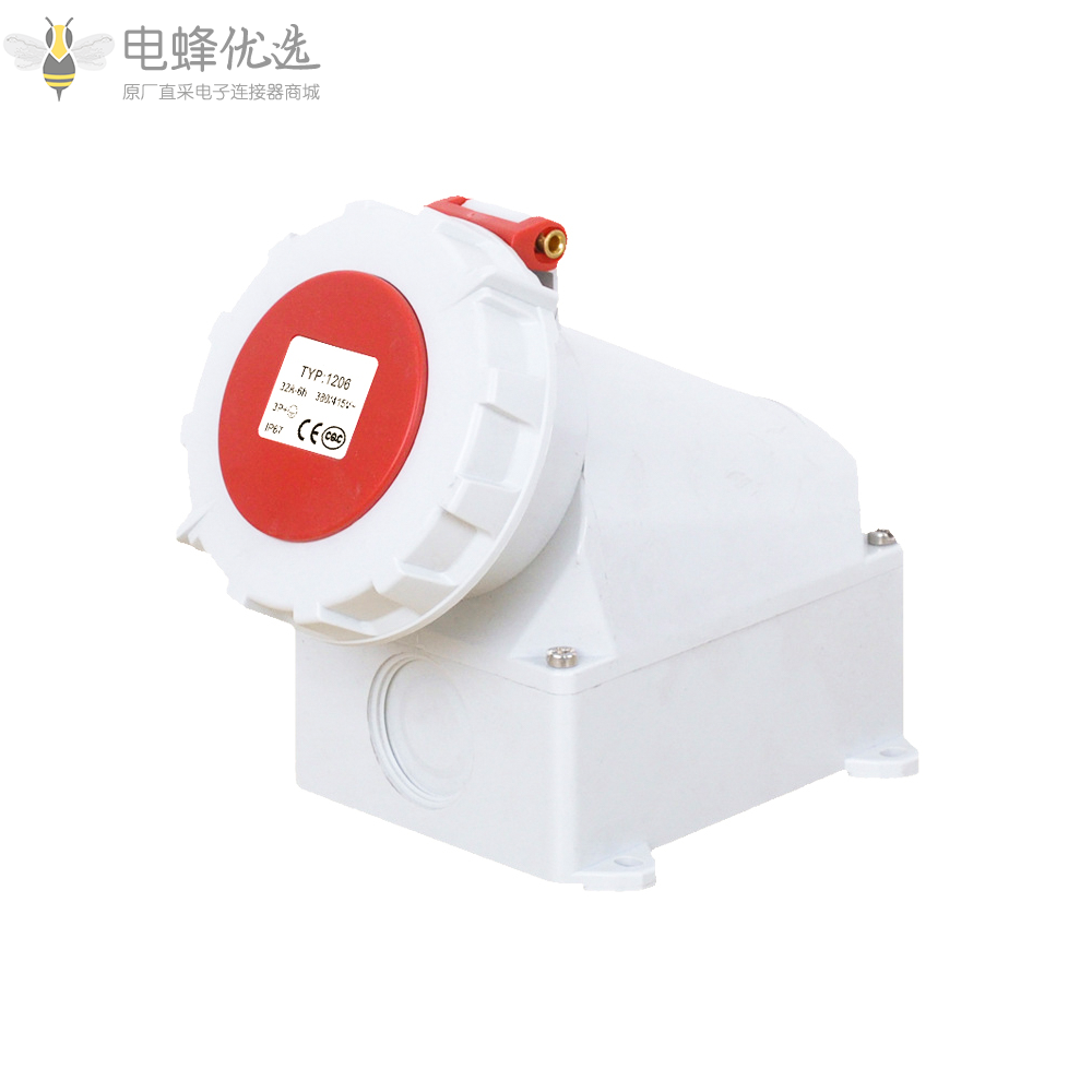 TYP1206厂家直售4芯IP67工业连接器32A400V工业防水插座3P+E