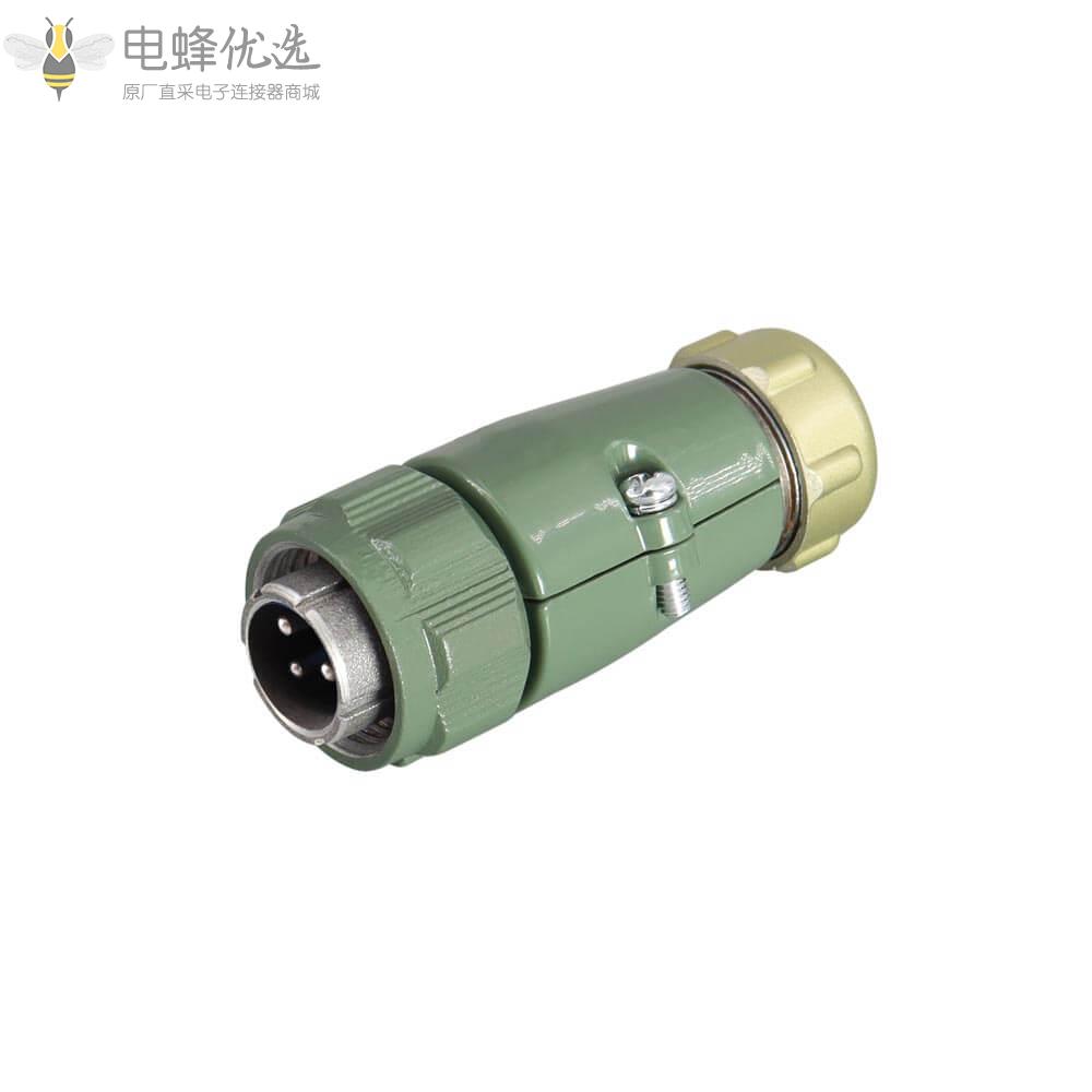 YD20-3芯公头防水2P+PE反装TP直头25A500V航空连接器