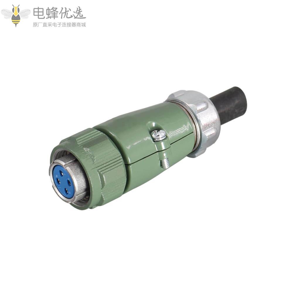 直式4芯YD20正装TQ航空连接器25A400V直头带胶套2P+PE