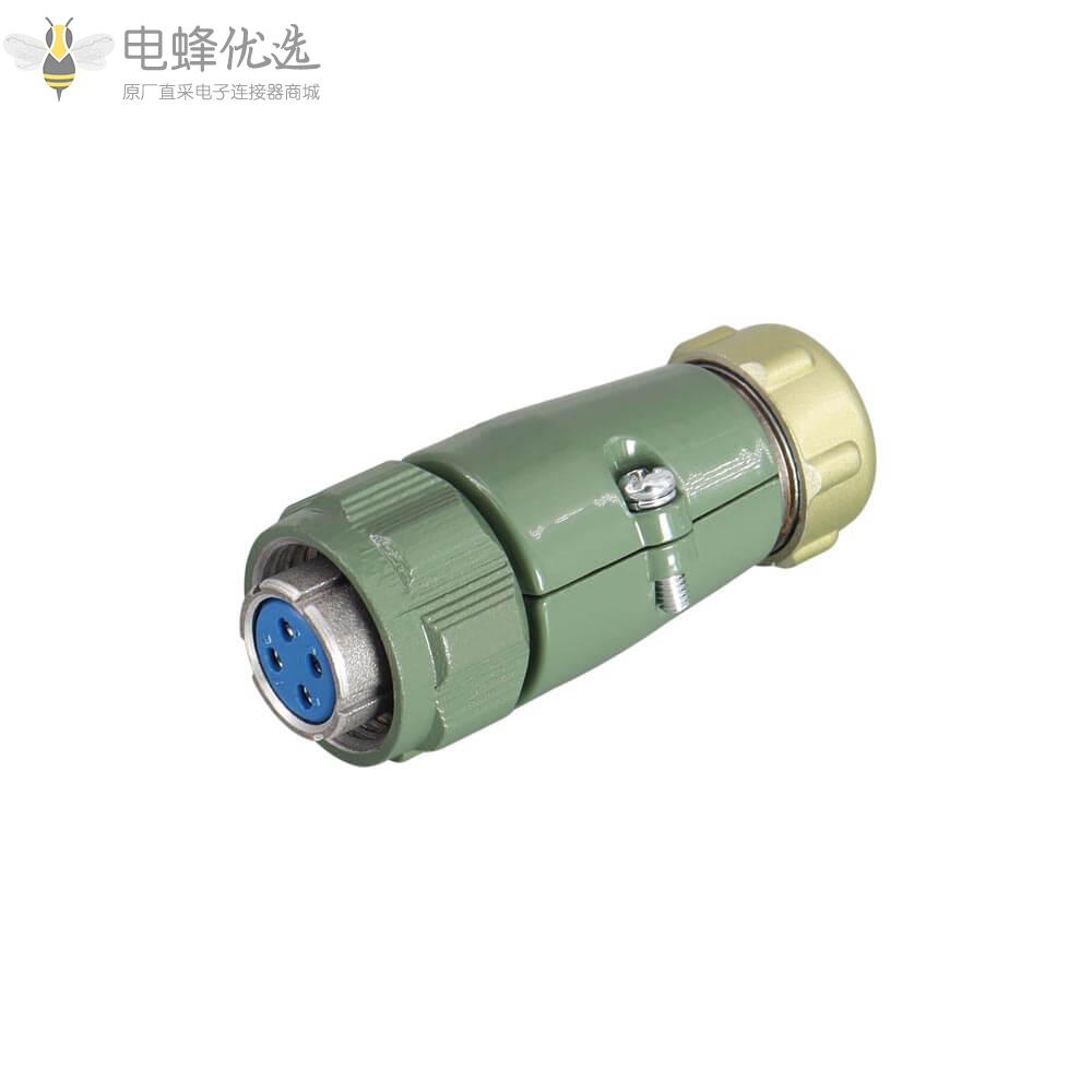 YD20直式4芯正装TP航空连接器25A400V直头带金属软管2P+PE