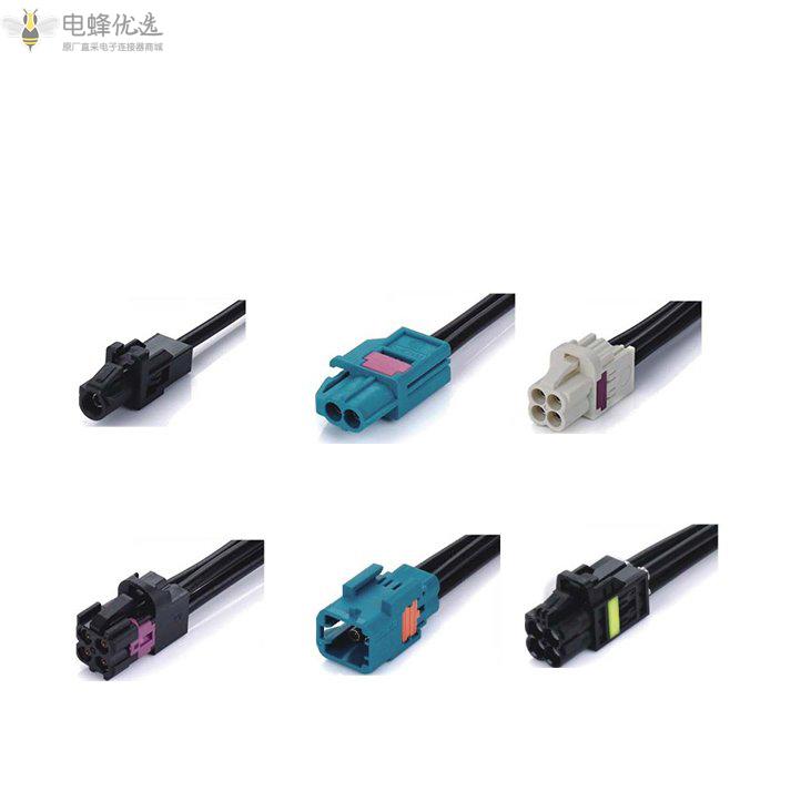 TE-Mini-Fakra线端连接器直头母端四腔非防水C-Coding蓝色