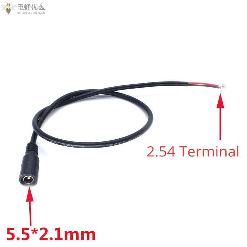 12V监控直流电源线DC5.52.1mm母头转2.54端子线0.5平方长50cm厂家批发