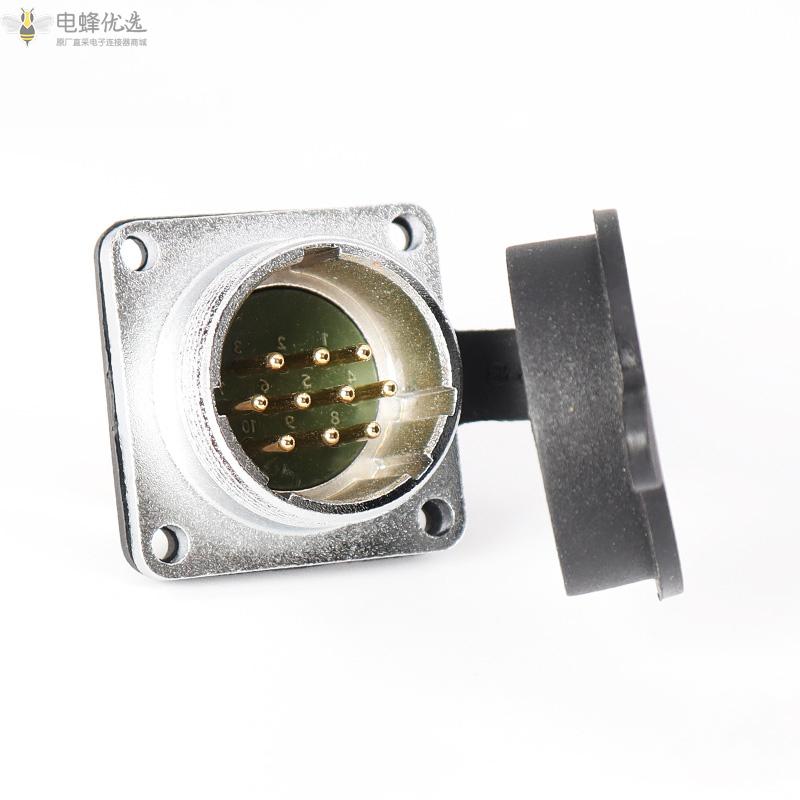 铜芯镀银TP24_10芯航空连接器插头方形座法兰插座面板安装厂家批发