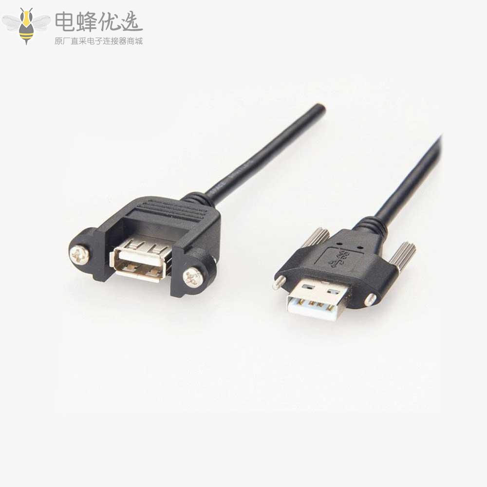 USB_2.0_A公头转USB_2.0_B母头带螺丝锁