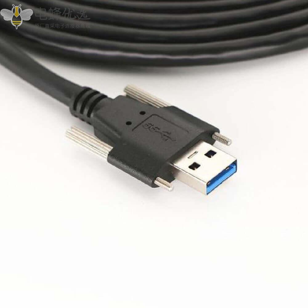 USB_3.0公头转Micro_B公头双边带螺丝锁固定线材3m